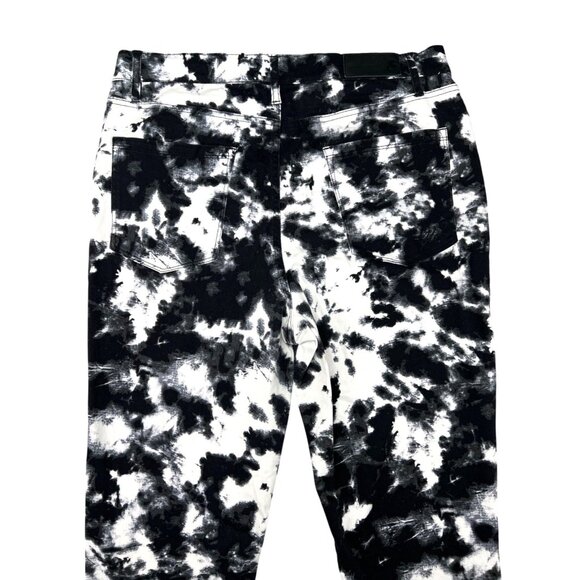 Karl Lagerfeld Tie-Dye Black & White Skinny Jeans Womens Size 12 Frayed Hem - Picture 4 of 14